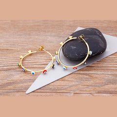 Gold Evil Eye Enamel Chandbali Earring For Women
