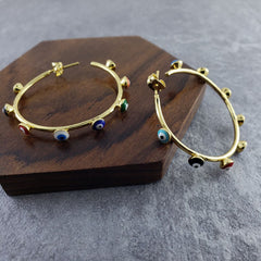 Gold Evil Eye Enamel Chandbali Earring For Women