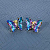 Butterfly Crystal Gold Stud Earring Pair For Women