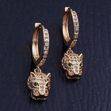 Panther Green Gold Copper American Diamonds Drop Earring Pair For Women