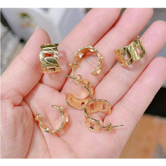 Curb Gold Hook Stud Earring Pair For Women