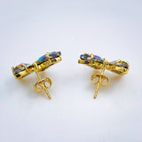 Rainbow multicolour Gold Copper Butterfly Cubic Zirconia Stud pair For Women