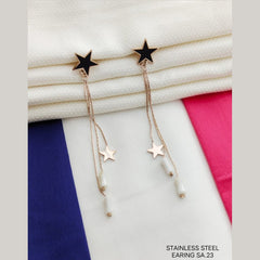 Start Rose Gold Black Stainless Steel Tassel Earring Pair For Women