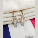 Lucky Oval Rose Gold Silver American Diamonds Stainless Steel Dangler Drop Earring Pair For Women