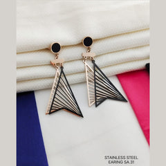 Filigree Rose Gold Black Stainless Steel Dangler Drop Earring Pair For Women