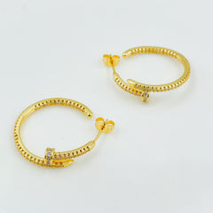 Gothic Nail American Diamond Gold Copper Stud Chandbali Earring Pair For Women