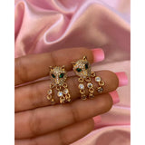 Copper Panther Cubic Zirconia Gold Stud Drop Earring Pair Women