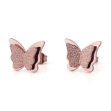 Copper Butterfly Rose Gold Stud Earring Pair For Women