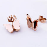 Copper Butterfly Rose Gold Stud Earring Pair For Women