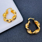 Stainless Steel Curly Gold Hoop Earring Pair For Women