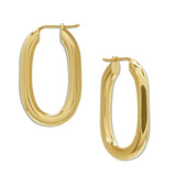 Stainless Steel Oval Rectangle Gold Hoop Earring Pair For Women
