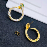 Copper Snake White Gold Cubic Zirconia Stud Earring Pair For Women
