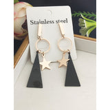Stainless Steel Rose Gold Star Dangler Earring Pair Women