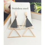 Stainless Steel Rose Gold Triangle Dangler Earring Pair Women