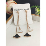 Stainless Steel Rose Gold Triangle Tassel Tassel Earring Pair Women