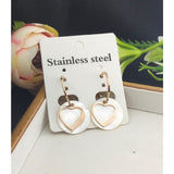 Stainless Steel Rose Gold Heart Dangler Earring Pair Women