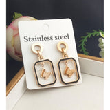Stainless Steel Rose Gold Butterfly Dangler Earring Pair Women