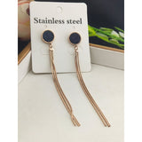 Stainless Steel Rose Gold Chain Tassel Earring Pair For Women
