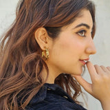 Double Square Geometric Gold Copper Chandbali Earring Pair for Women