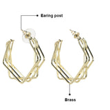 Double Square Geometric Gold Copper Chandbali Earring Pair for Women