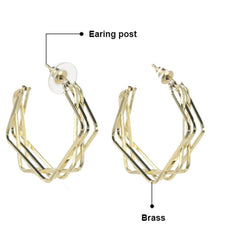 Double Square Geometric Gold Copper Chandbali Earring Pair for Women