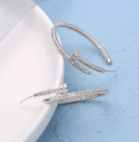 Classic Nail Cubic Zirconia Silver Copper Chandbali Earring Pair for Women