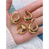 Classic Round Crescent 18K Gold Copper Hoop Earring Pair for Women