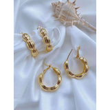 Copper Designer Gold Hoop Earring Pair For Women