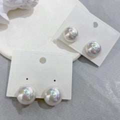 Copper Half Pearl Gold White Stud Earring Pair For Women