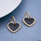 Copper Heart Gold Cubic Zirconia Hoop & Drop Earring Pair For Women