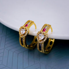 Copper Cubic Zirconia Rainbow Gold Heart bangle Kada Women