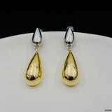 Two Tone Glossy 18K Gold Copper Dangler Drop Earring for Women