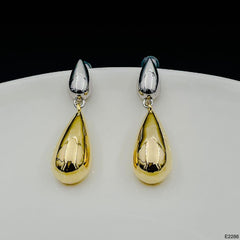Two Tone Glossy 18K Gold Copper Dangler Drop Earring for Women