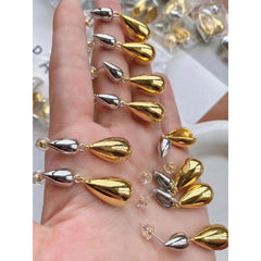 Two Tone Glossy 18K Gold Copper Dangler Drop Earring for Women