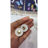 25mm Round Pearl Stud 18K Gold Copper Stud Earring for Women