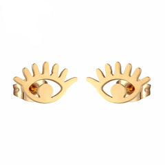 Eyelash Evil Eye 18K Gold Copper Stud Earring Pair for Women