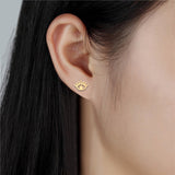 Eyelash Evil Eye 18K Gold Copper Stud Earring Pair for Women