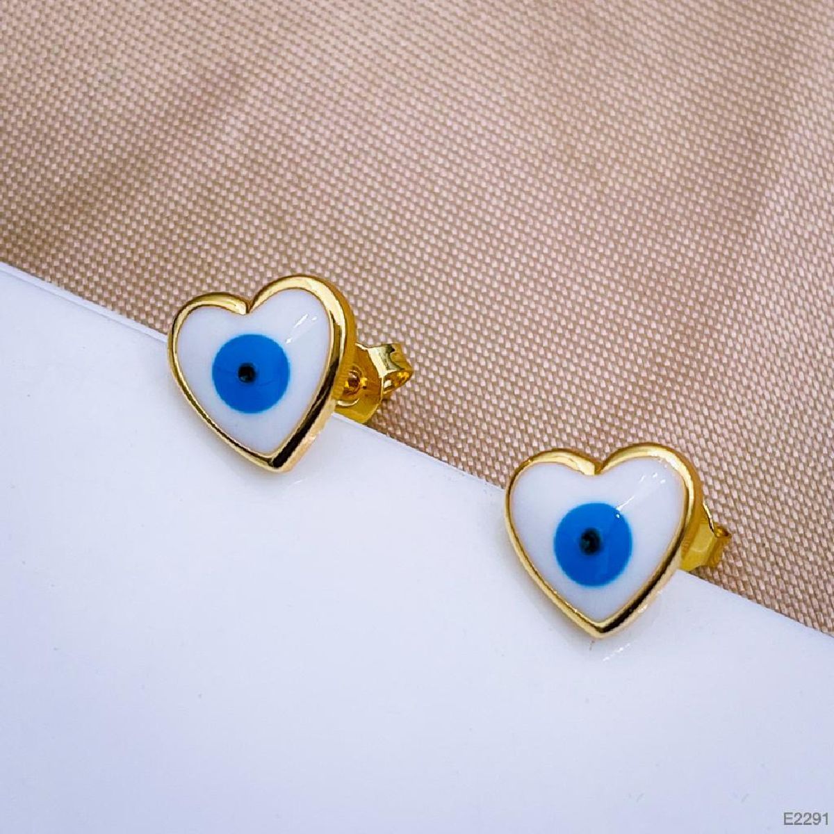 Eyelash Evil Eye 18K Gold Copper Stud Earring Pair for Women
