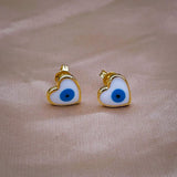 Eyelash Evil Eye 18K Gold Copper Stud Earring Pair for Women