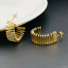 Geometric Mesh 18K Gold Copper Hoop Earring pair for Women