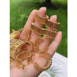 Geometric Mesh 18K Gold Copper Hoop Earring pair for Women