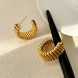 Geometric Mesh 18K Gold Copper Hoop Earring pair for Women