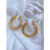 Mesh 18K Gold Anti Tarnish Copper Hoop Earring Pair for Women