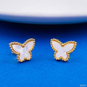 Butterfly Mother of Pearl Gold Stainless Steel Stud Earring Pair Women