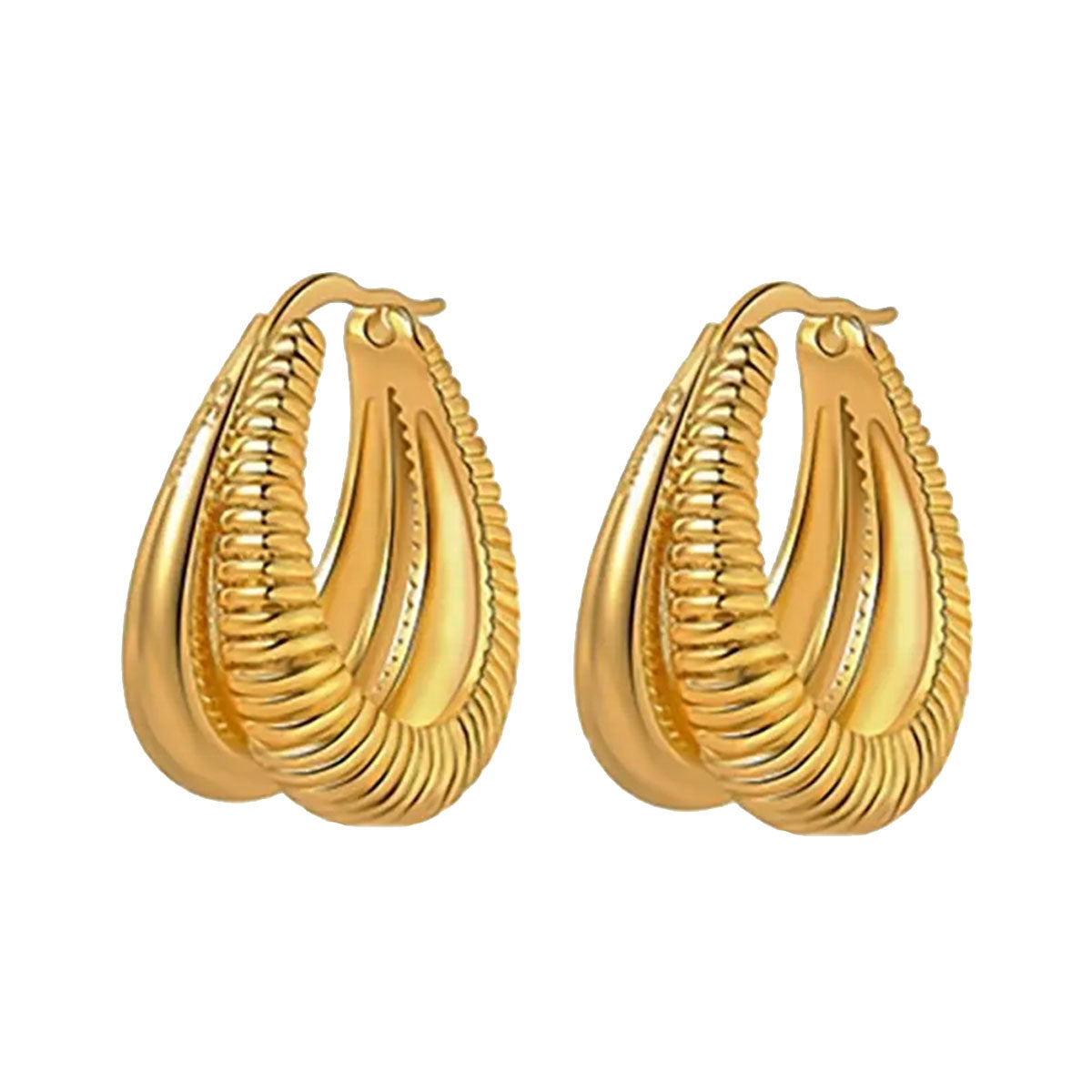 Double Hoop 18K Gold Anti Tarnish Copper Hoop Earring Pair for Women