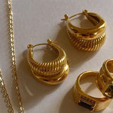 Double Hoop 18K Gold Anti Tarnish Copper Hoop Earring Pair for Women