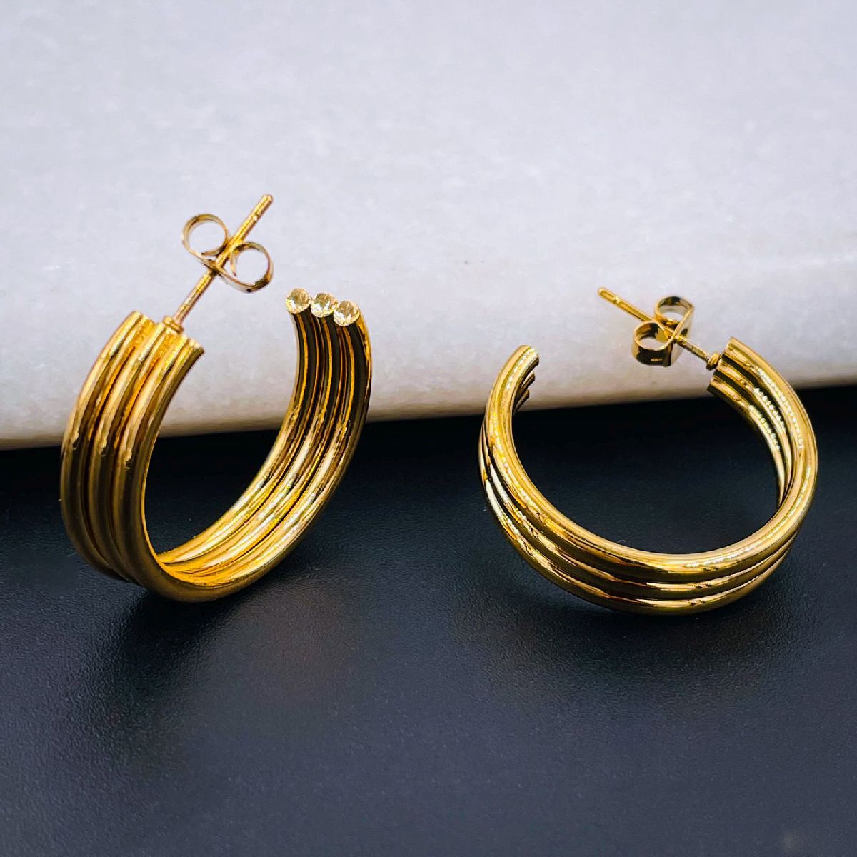 Multi Circle Ring Dangle Gold Stud Earrings – Salty Accessories