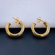 Glossy Classic Stainless Steel Anti Tarnish 18K Gold Hoop Earring Women