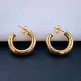 Glossy Classic Stainless Steel Anti Tarnish 18K Gold Hoop Earring Women