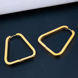 Triangle Stainless Steel Anti Tarnish 18K Gold Hoop Earring Pair Women